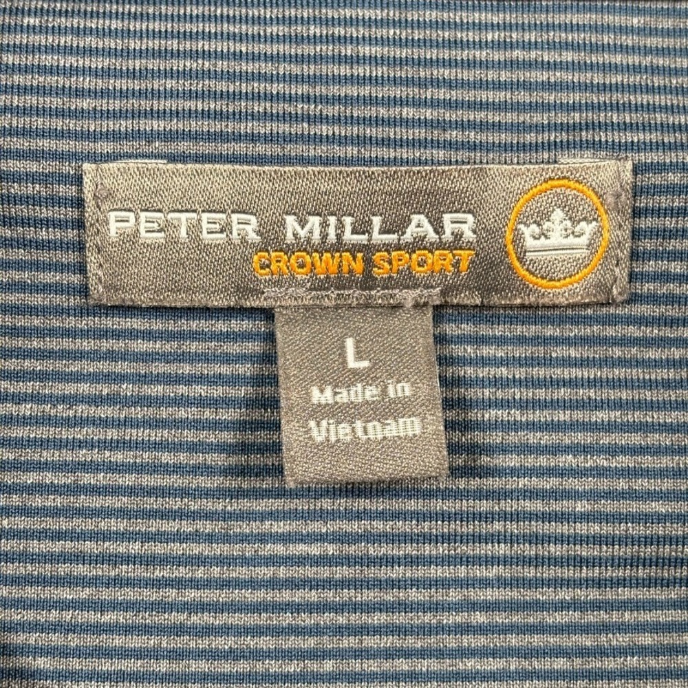 Peter Millar x Kiawah Pullover Mens Large Blue Striped The Ocean Course 1/4 Zip - Picture 2 of 14